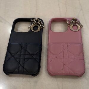 Dior Luxurious Black and Pink iPhone 14 Pro Cases (lot of 2)!